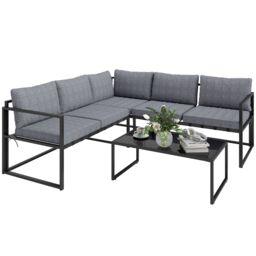 OUTSUNNY 3 Piece L Shaped Garden Furniture Set with Cushions, Grey - thumbnail 2