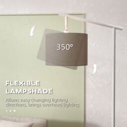 HOMCOM Modern Floor Lamp with 350° Rotating Lampshade, LED Bulb Included in Grey - thumbnail 5