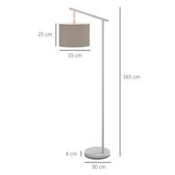 HOMCOM Modern Floor Lamp with 350° Rotating Lampshade, LED Bulb Included in Grey - thumbnail 3