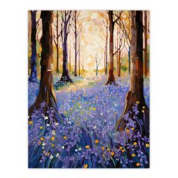 "Artery8 Majestic Bluebells In Spring Wood Carpet Of Purple Flowers Extra Large XL Unframed Wall Art Poster Print - Size: W24"" x H32""" - thumbnail 1
