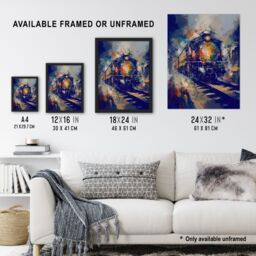 Artery8 The Orient Express Railway Train Painting Steam Locomotive Vintage Artwork Framed Wall Art Print A4 in Black - thumbnail 3
