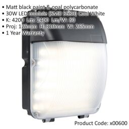 Loops Outdoor Wall Mounted Bulkhead Light - 30W Cool White LED - Photocell Sensor - thumbnail 2