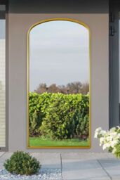 "MirrorOutlet Gold Metal Framed Arched Garden Wall Mirror 67""x33"" (170x85CM) - Size: 1 Pack" - thumbnail 2