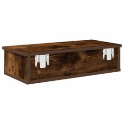 Berkfield Home Wall Shelf with Drawers Smoked Oak 60x25x15 cm Engineered Wood in Brown - Size: 60 x 25 x 15 cm - thumbnail 6