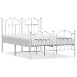 Berkfield Home Metal Bed Frame with Headboard & Footboard White 120x190 cm Small Double - thumbnail 2