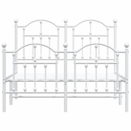 Berkfield Home Metal Bed Frame with Headboard & Footboard White 120x190 cm Small Double - thumbnail 5