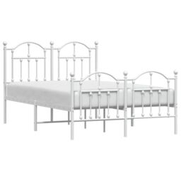 Berkfield Home Metal Bed Frame with Headboard & Footboard White 120x190 cm Small Double - thumbnail 3