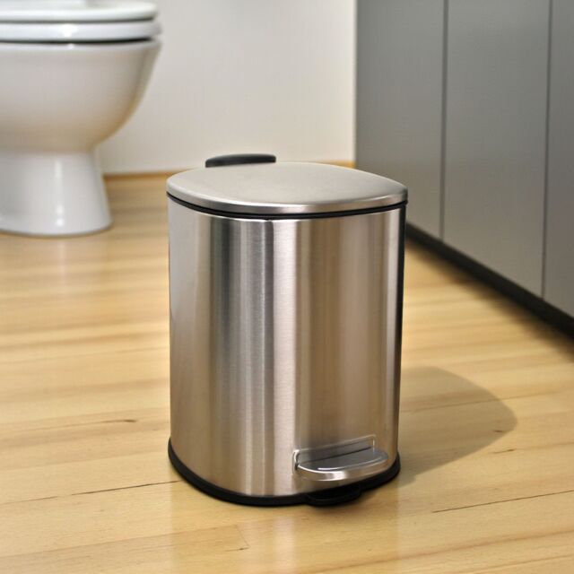 Showerdrape Capri White 3L Pedal Bin in Silver - image 1
