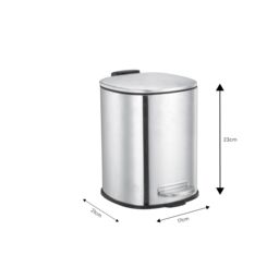 Showerdrape Capri White 3L Pedal Bin in Silver - thumbnail 2