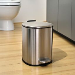 Showerdrape Capri White 3L Pedal Bin in Silver - thumbnail 1