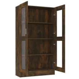 Berkfield Home Vitrine Cabinet Smoked Oak 82.5x30.5x150 cm Engineered Wood in Brown - thumbnail 4