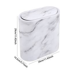 Kelvenix Narrow White Marble Effect Waste Bin With Lid Toilet Trash Can - Size: 0.6m2 - thumbnail 2
