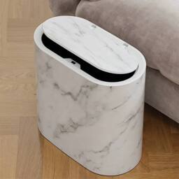 Kelvenix Narrow White Marble Effect Waste Bin With Lid Toilet Trash Can - Size: 0.6m2 - thumbnail 5