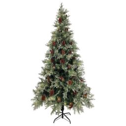 Berkfield Home Pre-lit Christmas Tree with Pine Cones Green&White 225 cm PVC&PE in Green - thumbnail 3