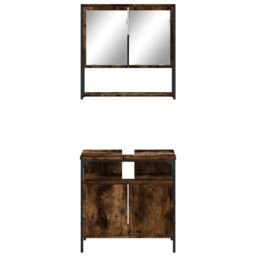 Berkfield Home 2 Piece Bathroom Furniture Set Smoked Oak Engineered Wood in Brown - thumbnail 5