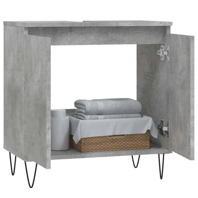 Berkfield Home Durable Bathroom Cabinet Concrete Grey 58x33x60 cm Engineered Wood - Size: 58 x 33 x 60 cm - image 1