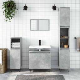 Berkfield Home Durable Bathroom Cabinet Concrete Grey 58x33x60 cm Engineered Wood - Size: 58 x 33 x 60 cm - thumbnail 2