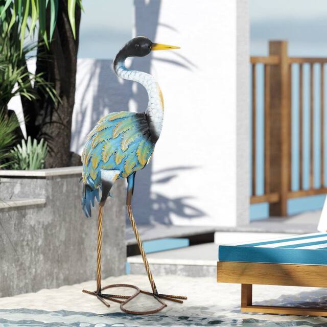 OUTSUNNY Heron Garden Statue, Metal Garden Gift with Stakes, Multi-Colour - image 1