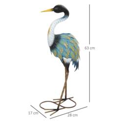 OUTSUNNY Heron Garden Statue, Metal Garden Gift with Stakes, Multi-Colour - thumbnail 3