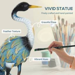 OUTSUNNY Heron Garden Statue, Metal Garden Gift with Stakes, Multi-Colour - thumbnail 4