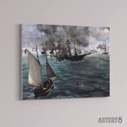 "Artery8 Manet USS Kearsarge & CSS Alabama Battle Canvas Wall Art Print - Size: W18"" x H24""" - thumbnail 2