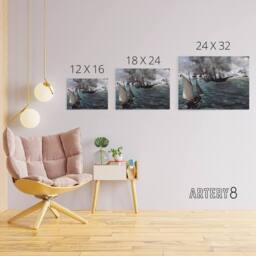 "Artery8 Manet USS Kearsarge & CSS Alabama Battle Canvas Wall Art Print - Size: W18"" x H24""" - thumbnail 4