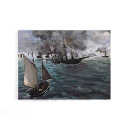 "Artery8 Manet USS Kearsarge & CSS Alabama Battle Canvas Wall Art Print - Size: W18"" x H24""" - thumbnail 1