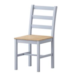 Comfy Living Ltd 3 Piece Wooden Dining Set Grey With Natural Tabletop - thumbnail 2