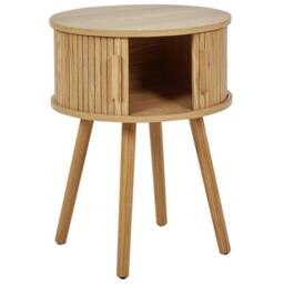 Wyld and Coco Nightstand 45 cm Light Brown - Sliding Doors Pine Legs - thumbnail 7