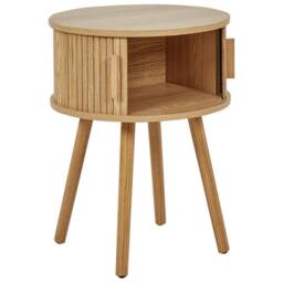 Wyld and Coco Nightstand 45 cm Light Brown - Sliding Doors Pine Legs - thumbnail 6