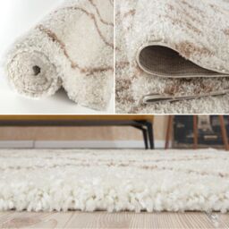 THE RUGS Moroccan Soft Shaggy Rugs & Runners Ivory & Beige Living Room - Size: 60 cm x 110 cm - thumbnail 4