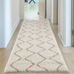 THE RUGS Moroccan Soft Shaggy Rugs & Runners Ivory & Beige Living Room - Size: 60 cm x 110 cm - thumbnail 6
