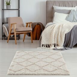 THE RUGS Moroccan Soft Shaggy Rugs & Runners Ivory & Beige Living Room - Size: 60 cm x 110 cm - thumbnail 7