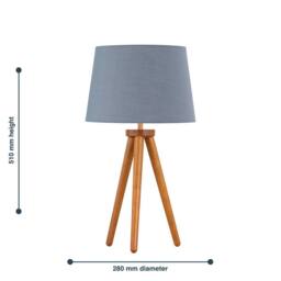 First Choice Lighting Set of 2 Dark Oak Table Lamp or Bedside Lights with Grey Shades in Brown - thumbnail 5
