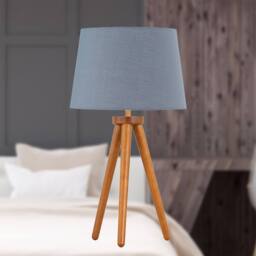 First Choice Lighting Set of 2 Dark Oak Table Lamp or Bedside Lights with Grey Shades in Brown - thumbnail 3