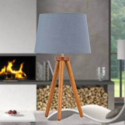 First Choice Lighting Set of 2 Dark Oak Table Lamp or Bedside Lights with Grey Shades in Brown - thumbnail 4