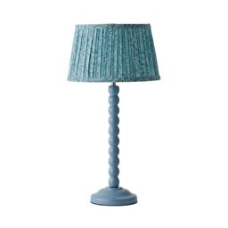 ValueLights Bobbin Bobble Table Lamp with Leaf Pleated Tapered Lamp Shade in Pale Blue - thumbnail 6