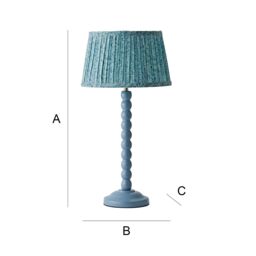ValueLights Bobbin Bobble Table Lamp with Leaf Pleated Tapered Lamp Shade in Pale Blue - thumbnail 7