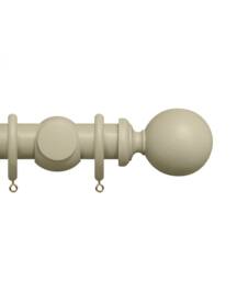 New Edge Blinds Premium 50mm Wooden Curtain Pole Set - Stone Grey - Size: 160 cm