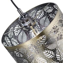 Happy Homewares Contemporary Metal Pendant Light Shade with Fern Leaf Decoration in Metallic Gold - thumbnail 3