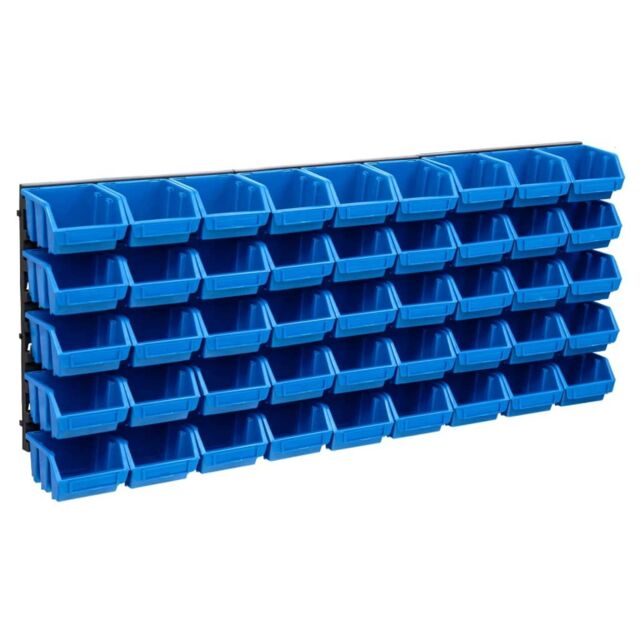 Berkfield Home 48 Piece Storage Bin Kit with Wall Panels Blue & Black - image 1
