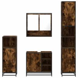 Berkfield Home Durable 4¬†Piece Bathroom Furniture Set¬†Smoked Oak Engineered Wood in Brown - thumbnail 5