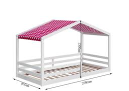 Comfy Living Ltd 3ft Wooden House Bed With Pink Tent in White - Size: Single - thumbnail 2