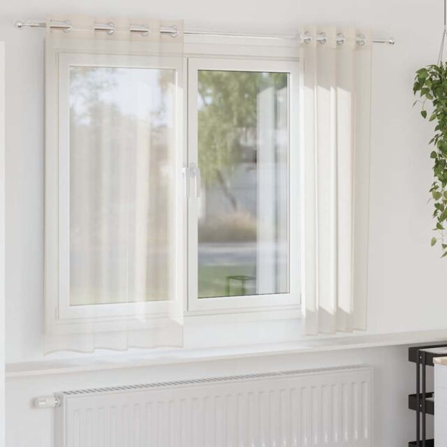 Berkfield Home Voile Curtains with Grommets 2 pcs Cream 140x140 cm - image 1