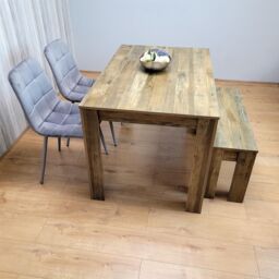 KOSY KOALA Dining Table Set for 4 Modern Table with 2 Velvet Chairs & 1 Bench Dining Room Furniture in Brown - thumbnail 7