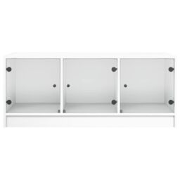 Berkfield Home Coffee Table with Glass Doors White 102x50x42 cm - Size: 102 x 50 x 42 cm - thumbnail 6