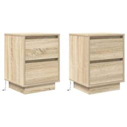 Berkfield Home Durable Bedside Cabinets with LED Lights¬†2 pcs Sonoma Oak 38x34x50 cm - Size: 38 x 34 x 50 cm - thumbnail 1