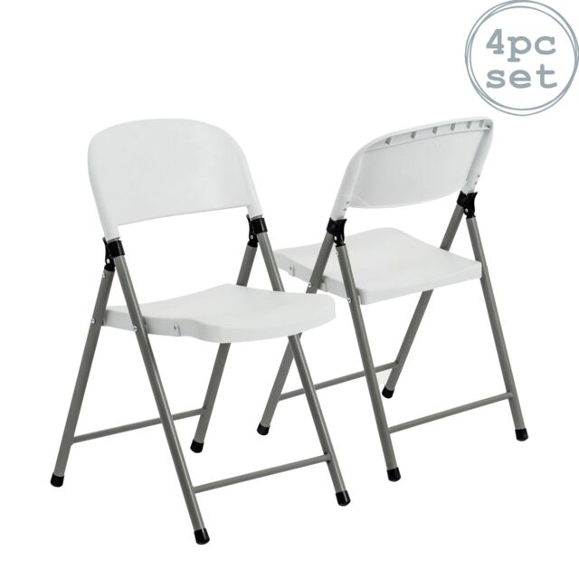 Harbour Housewares Folding Trestle Chairs White Pack of 4 - image 1