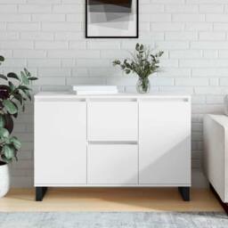 Berkfield Home Sideboard White 104x35x70 cm Engineered Wood - Size: 104 x 35 x 70 cm - thumbnail 2