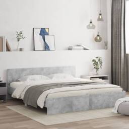 Berkfield Home Durable Bed Frame without Mattress Concrete Grey 160x200 cm - thumbnail 2